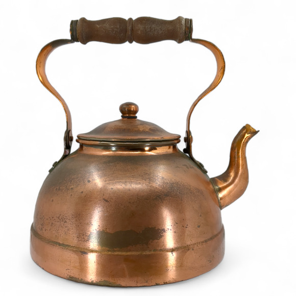 Tagus Copper Vintage Tea Kettle Made in Portugal R 52 Wooden Handle - Picture 4 of 11